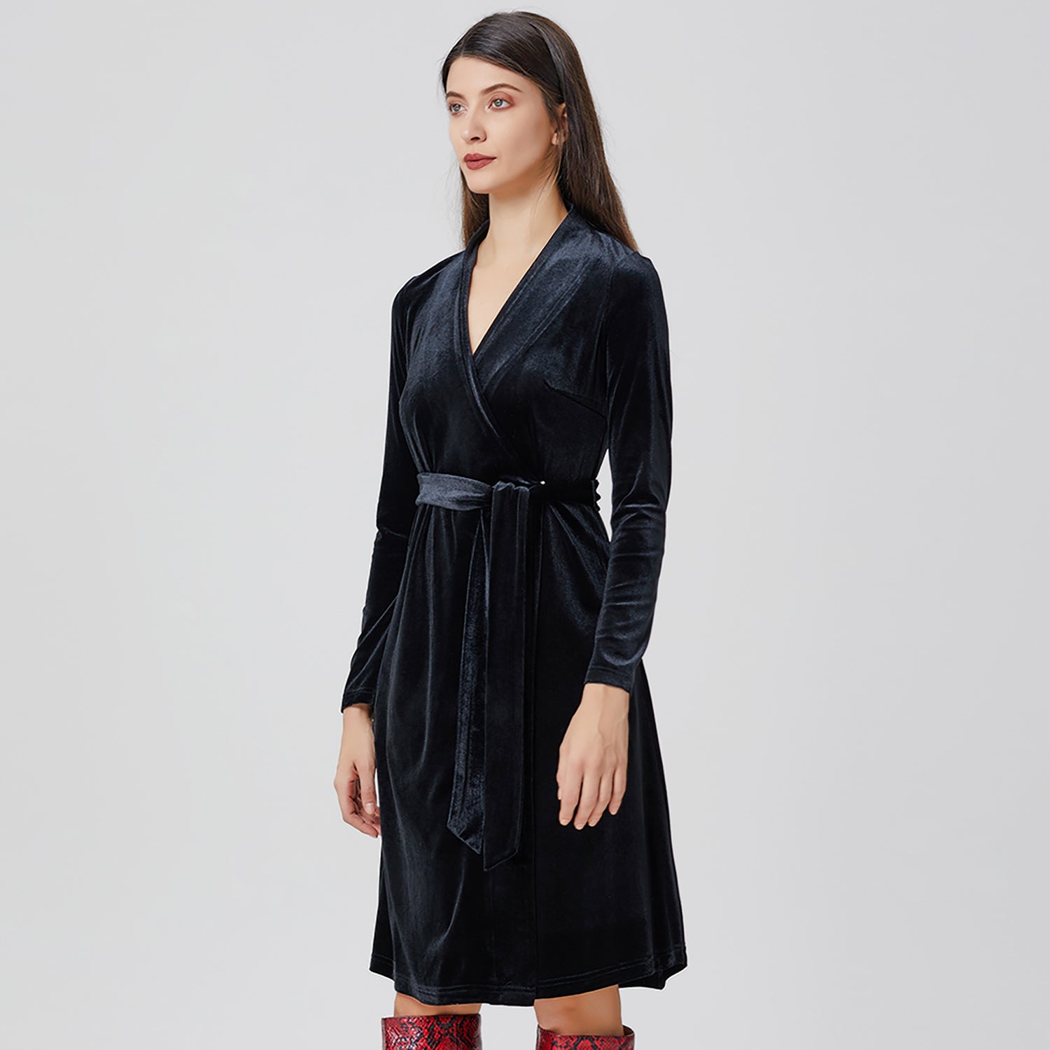 Robe portefeuille en velours