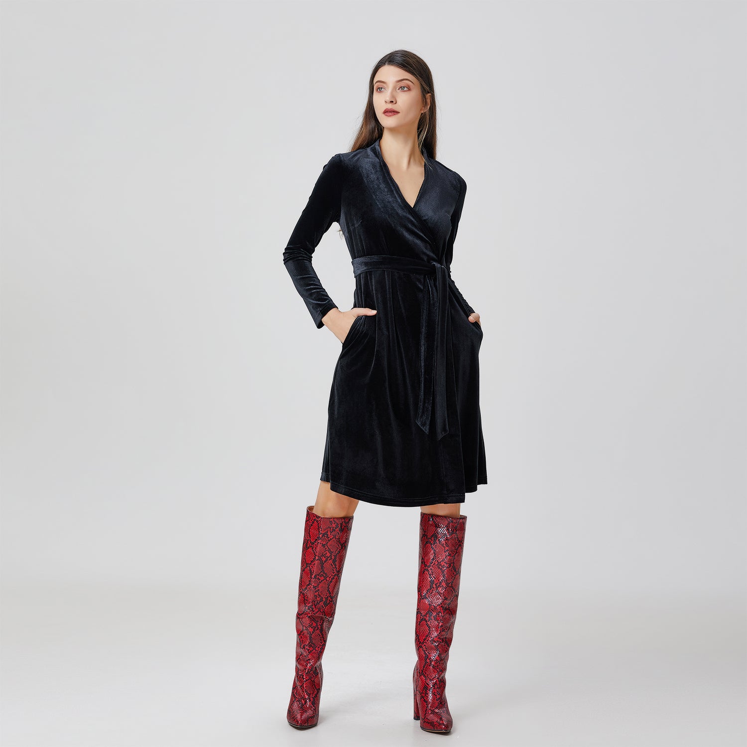 Robe portefeuille en velours