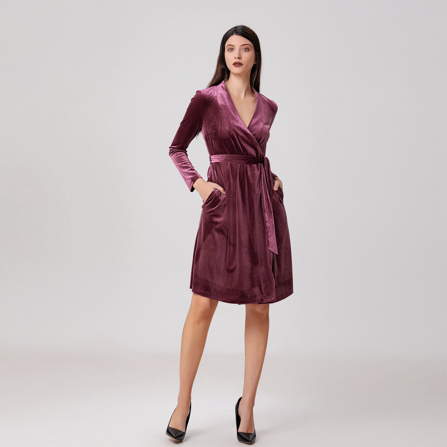 Robe portefeuille en velours