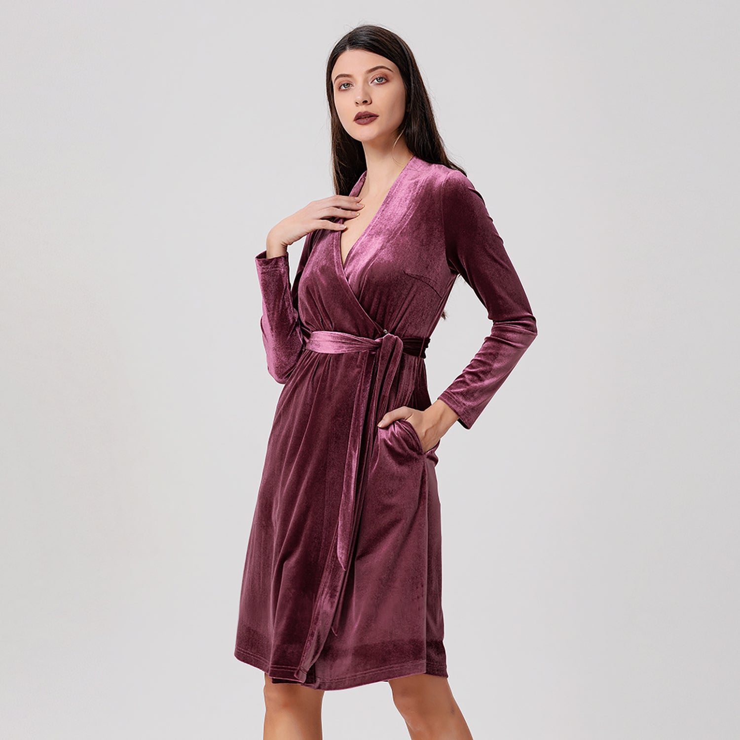 Robe portefeuille en velours