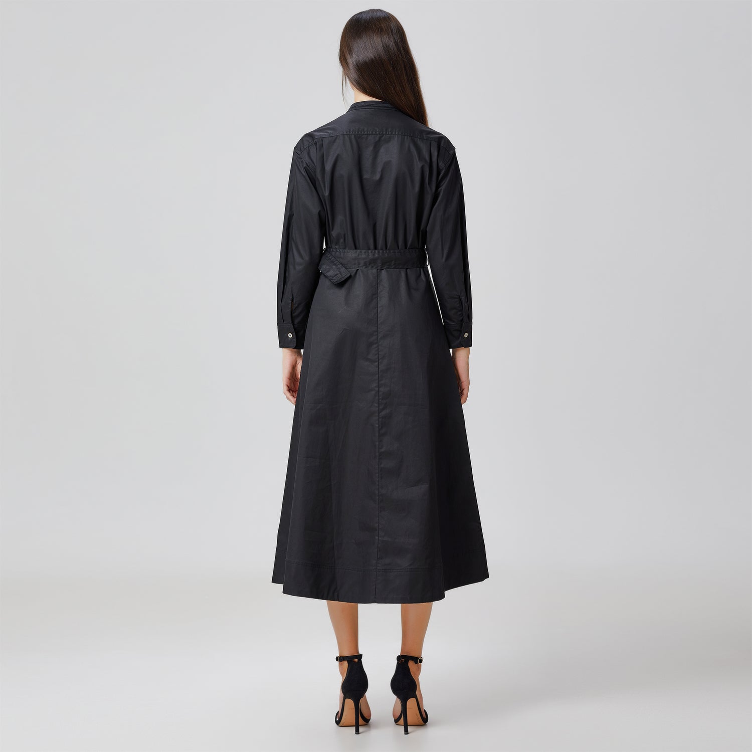 Robe-chemise en coton et col montant