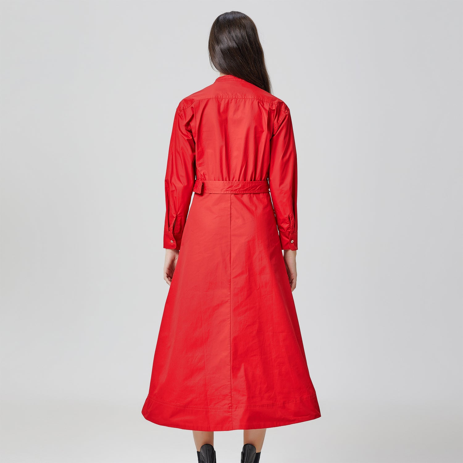 Robe-chemise en coton et col montant