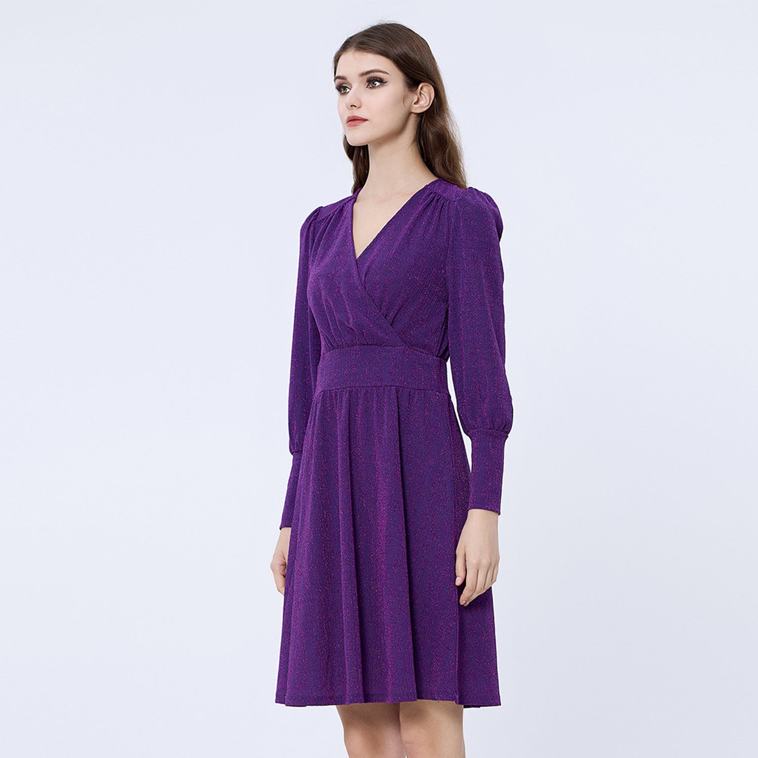 Robe patineuse cœur-croisé manches longues