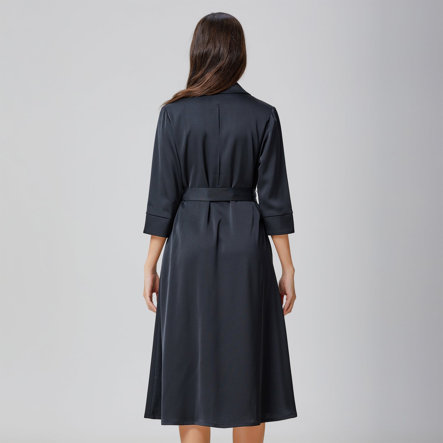 Robe-chemise à plis surpiqués