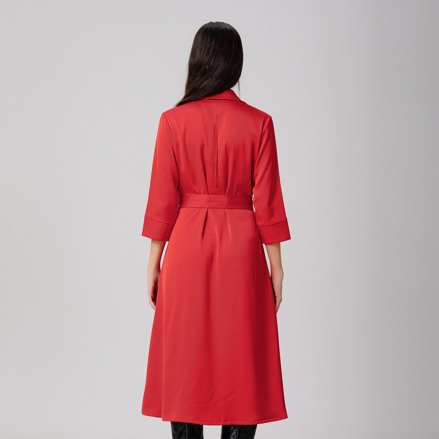 Robe-chemise à plis surpiqués