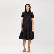 Robe chemise midi en coton à manches courtes