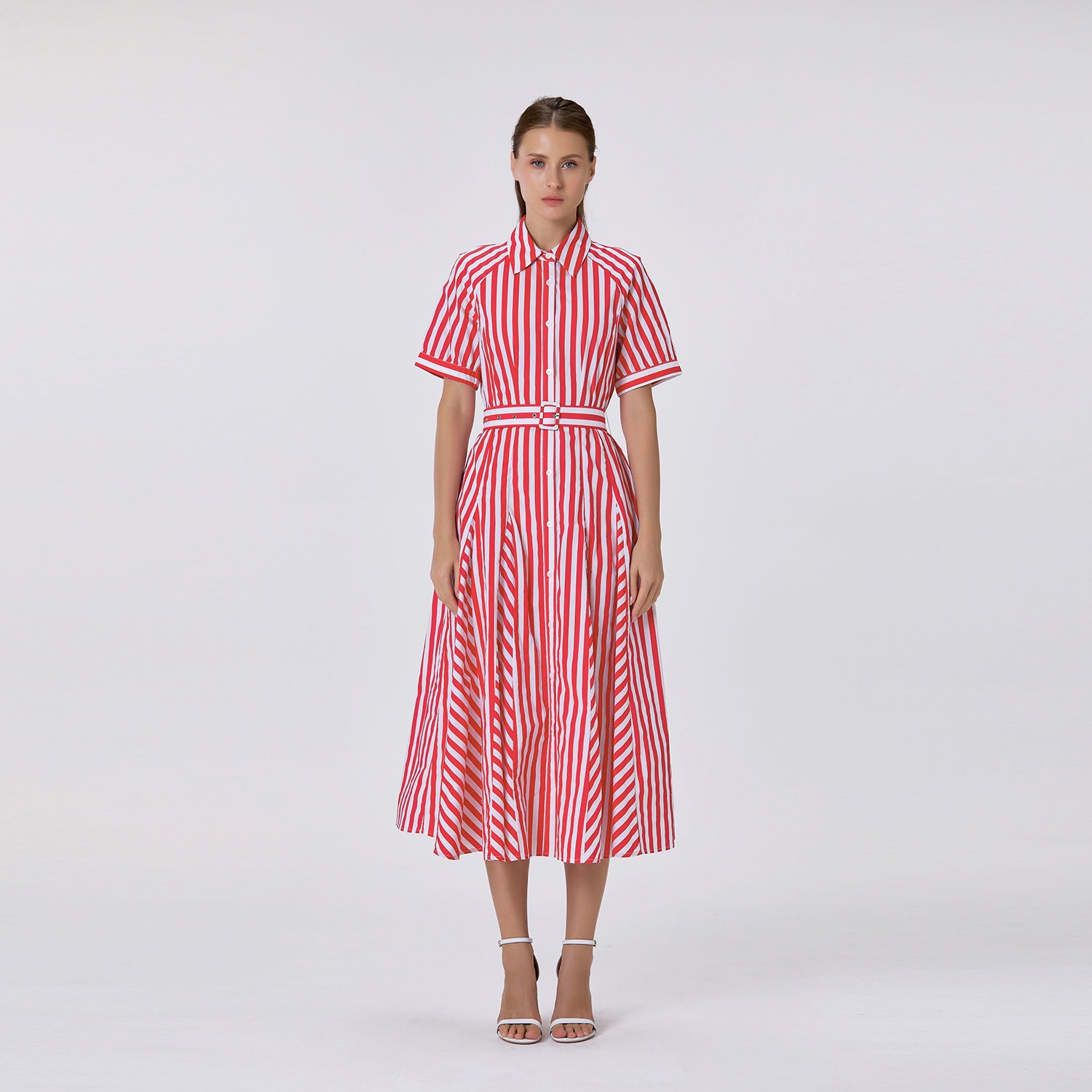 Robe chemise rayée en coton avec ceinture - Smart & Joy