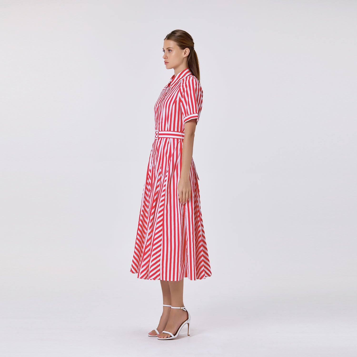 Robe chemise rayée en coton avec ceinture - Smart & Joy