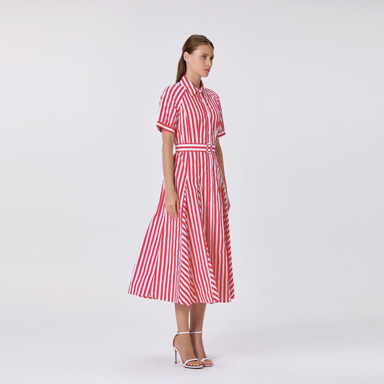 Robe chemise rayée en coton avec ceinture - Smart & Joy