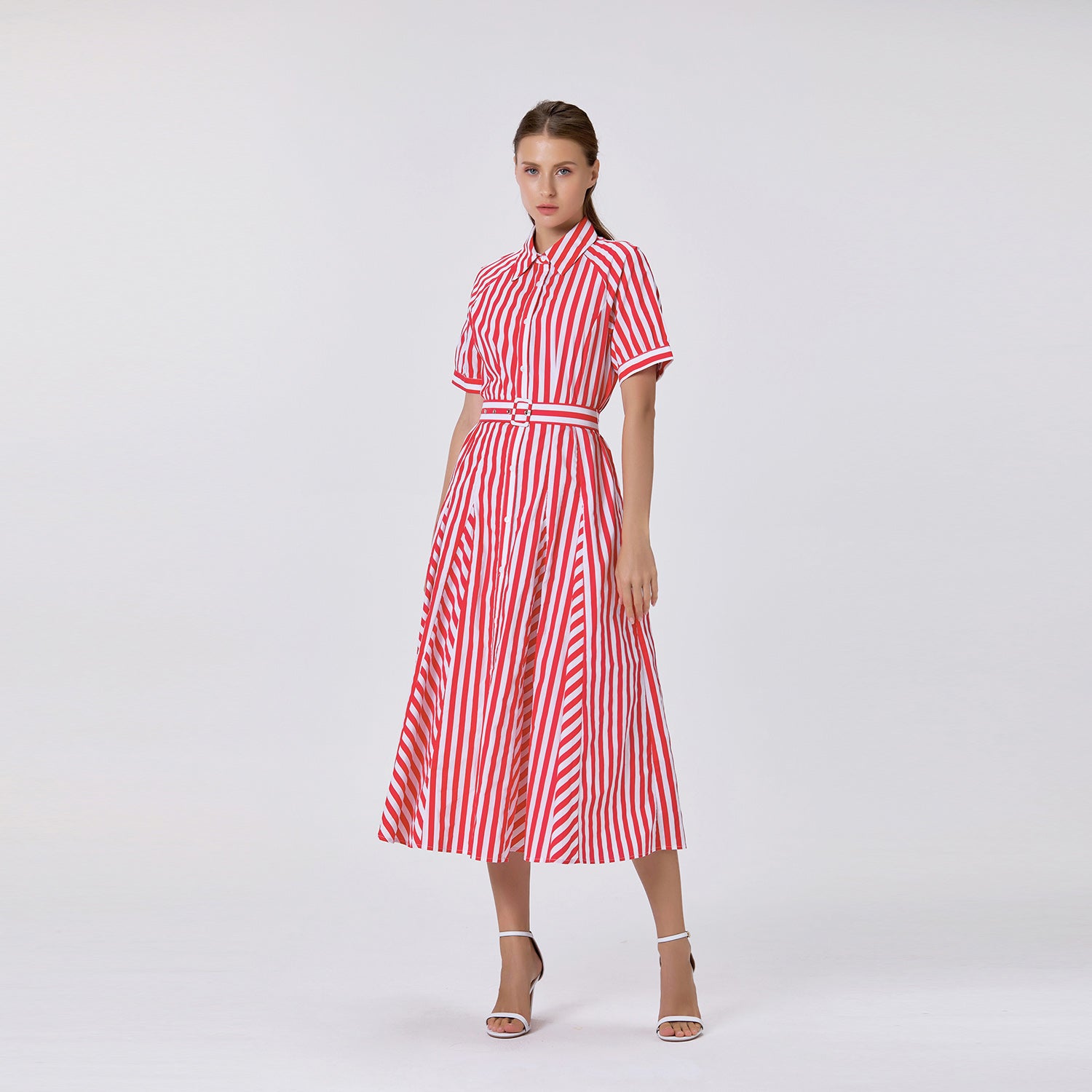 Robe chemise rayée en coton avec ceinture - Smart & Joy