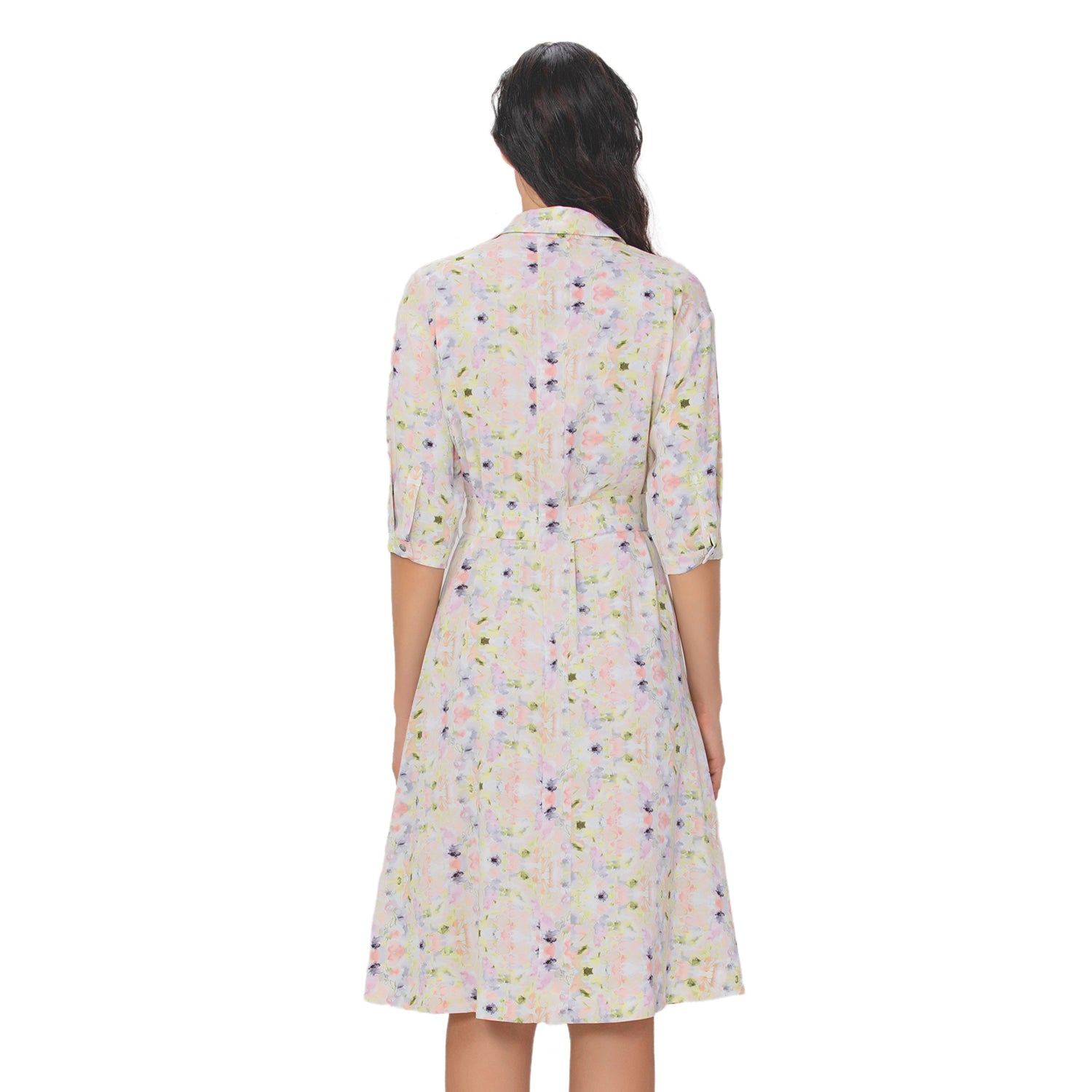 Robe chemise à imprimé floral et décolleté en V