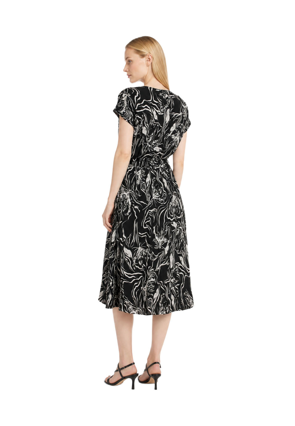 Robe mi-longue à imprimé feuillage et taille ceinturée - Smart & Joy