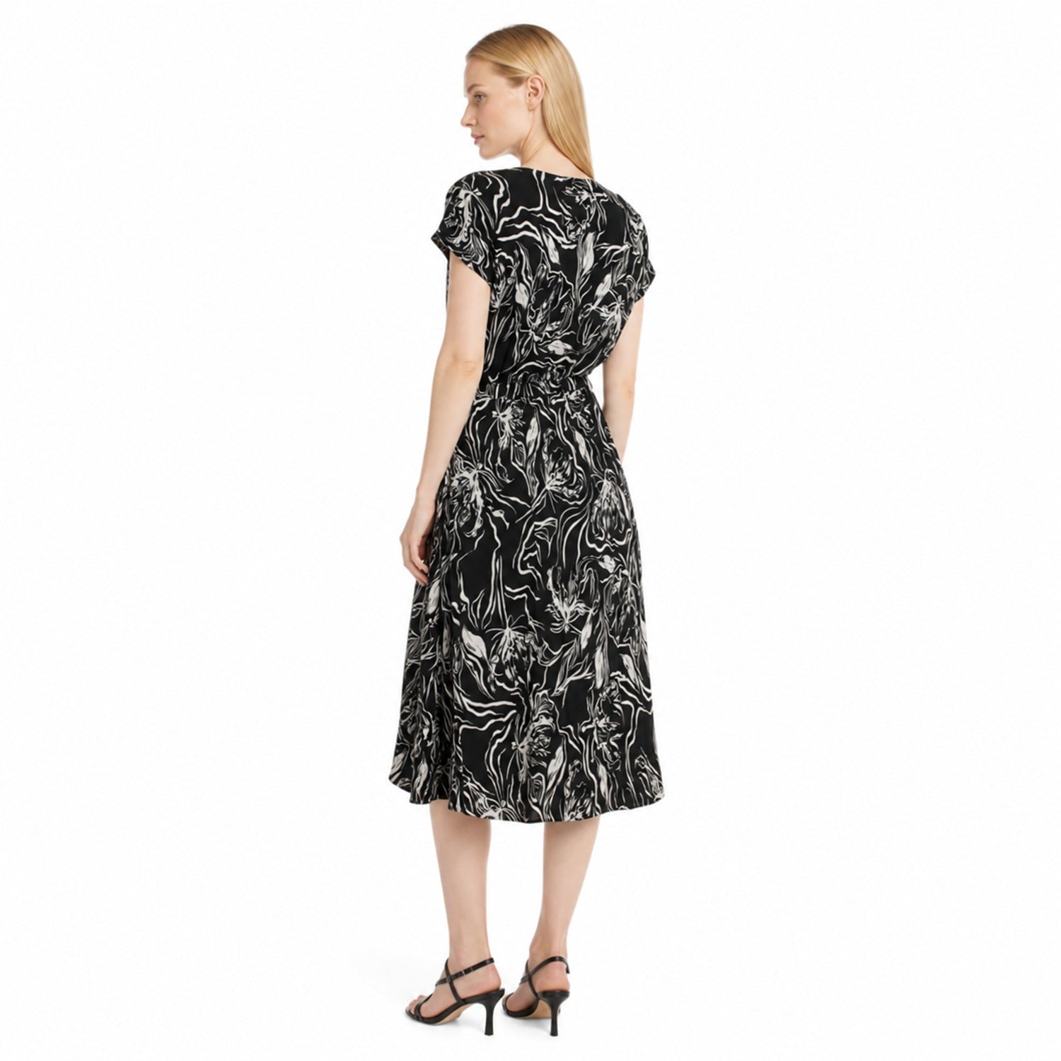 Robe mi-longue à imprimé feuillage et taille ceinturée - Smart & Joy