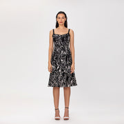 Robe midi à bretelles et imprimé graphique