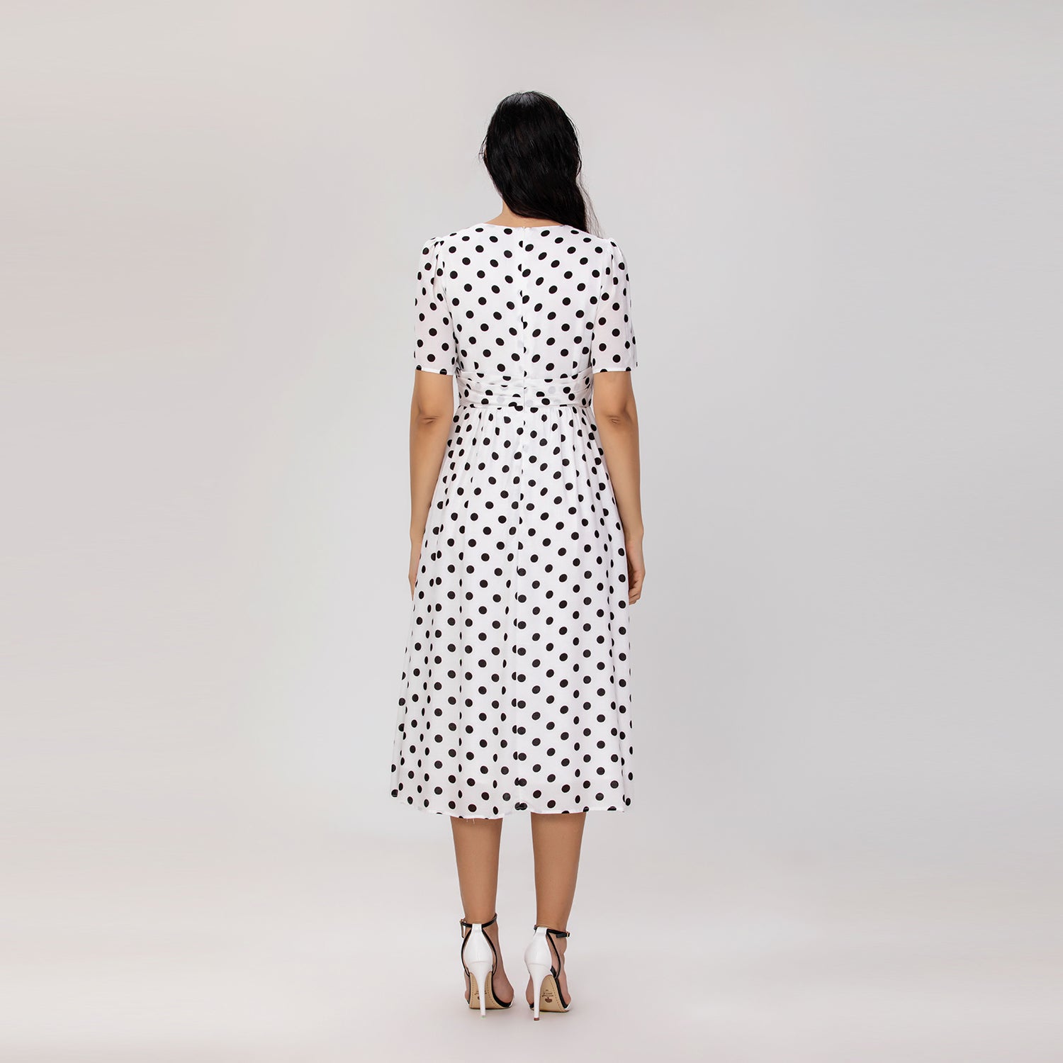 Robe midi à pois et décolleté cache-cœur - Smart & Joy
