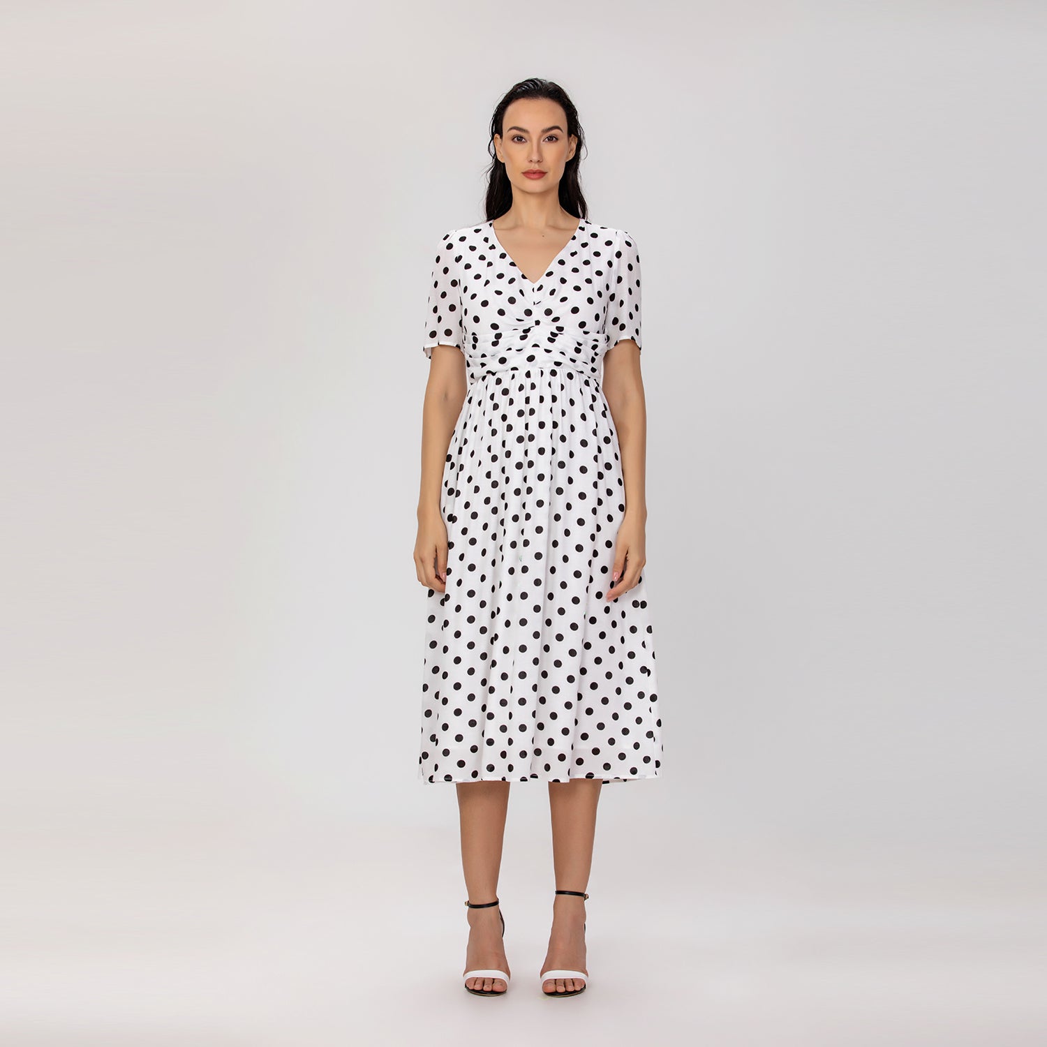 Robe midi à pois et décolleté cache-cœur - Smart & Joy