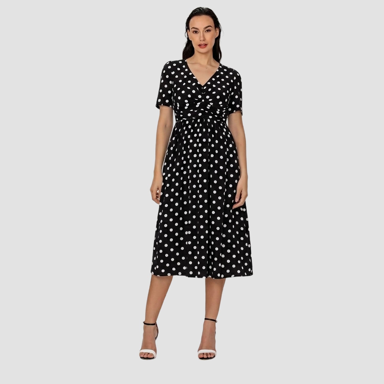 Robe midi à pois et décolleté cache-cœur - Smart & Joy