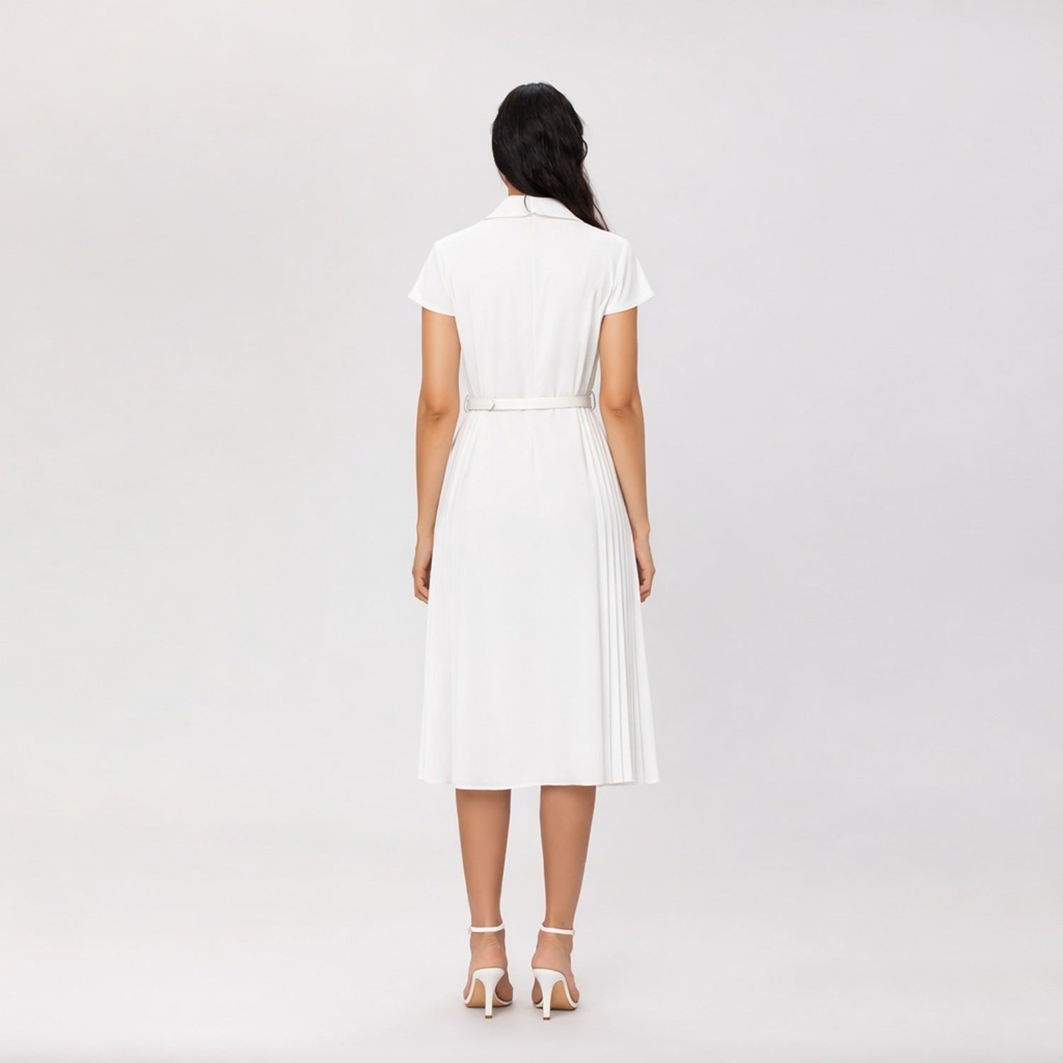 Robe midi plissée à col tailleur - Smart & Joy