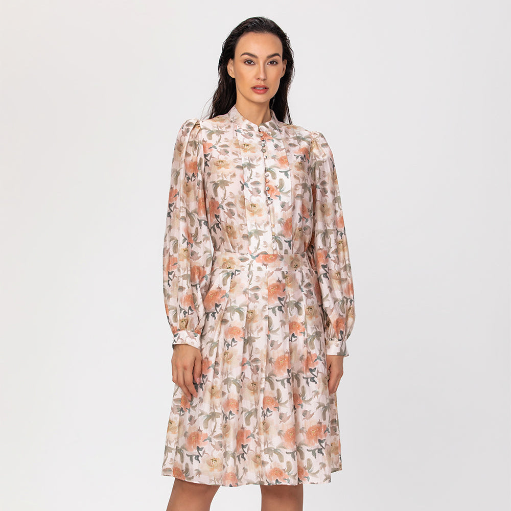 Robe midi ceinturée à imprimé fleuri en Tencel