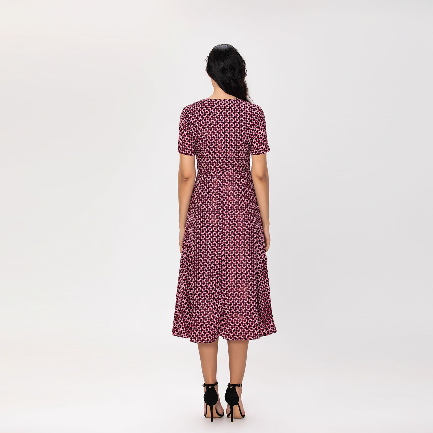 Robe midi imprimée à manches courtes