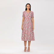 Robe midi imprimée à manches courtes