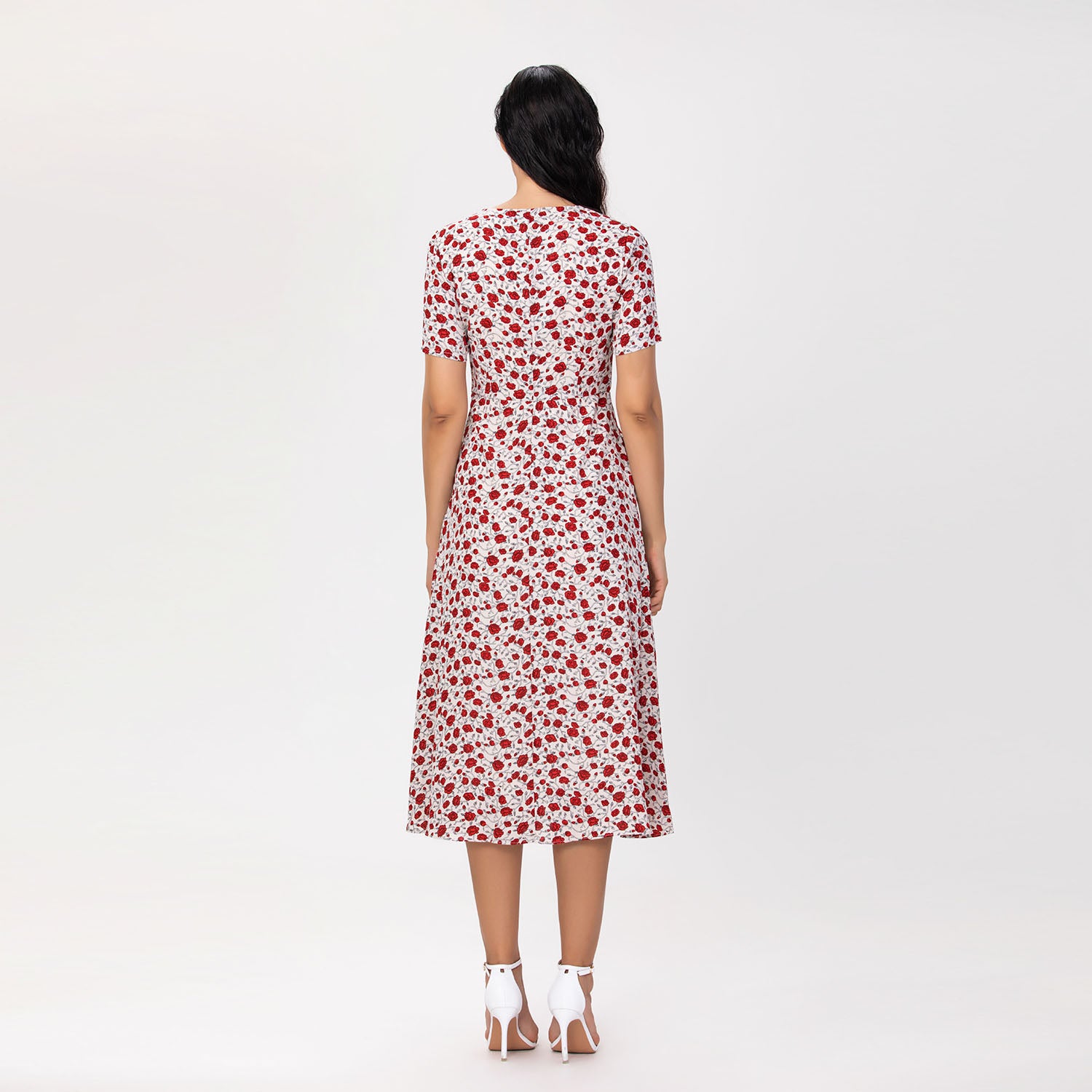 Robe midi imprimée à manches courtes