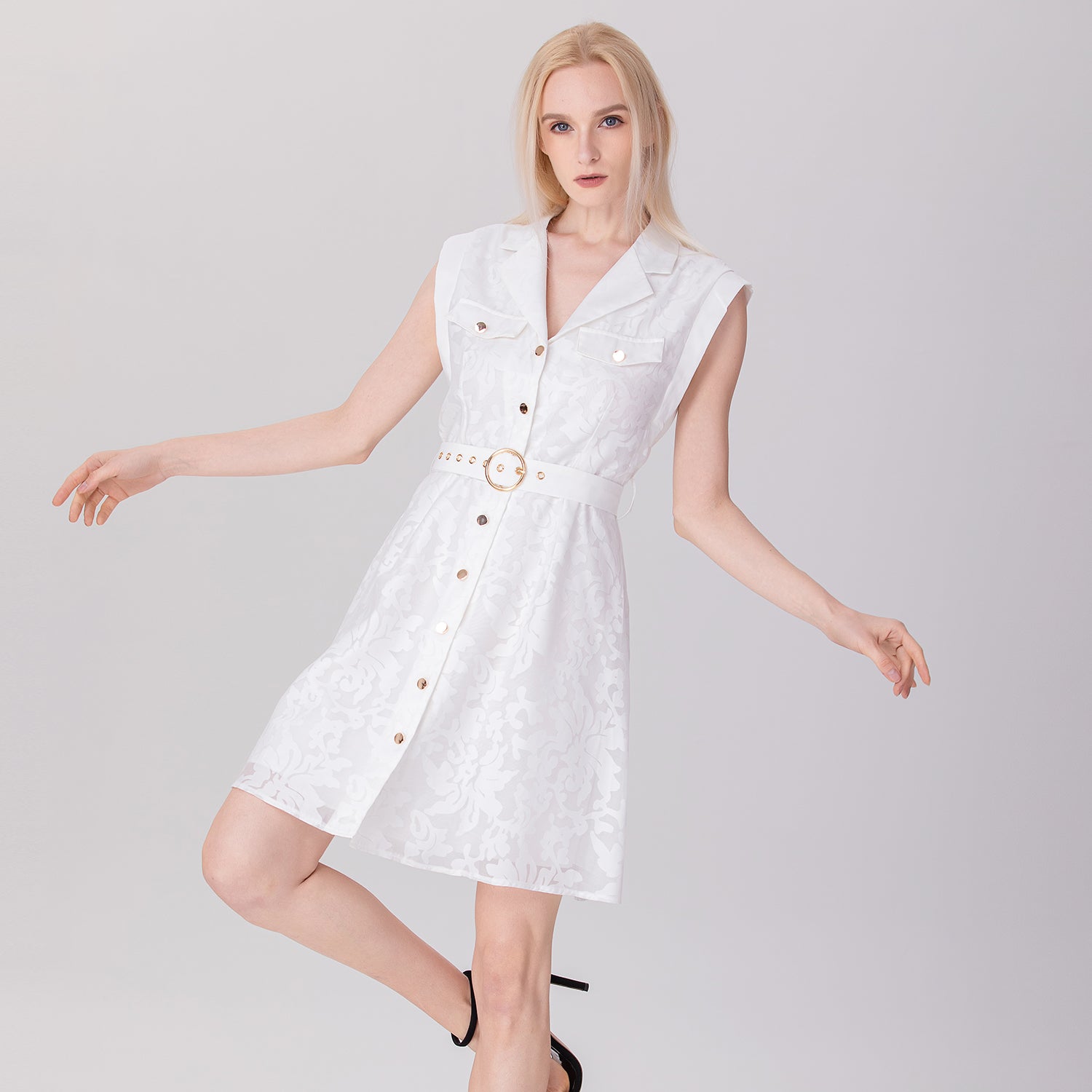 Robe style safari en organza fleuri