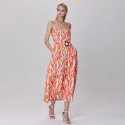 Robe longue bustier à imprimé graphique