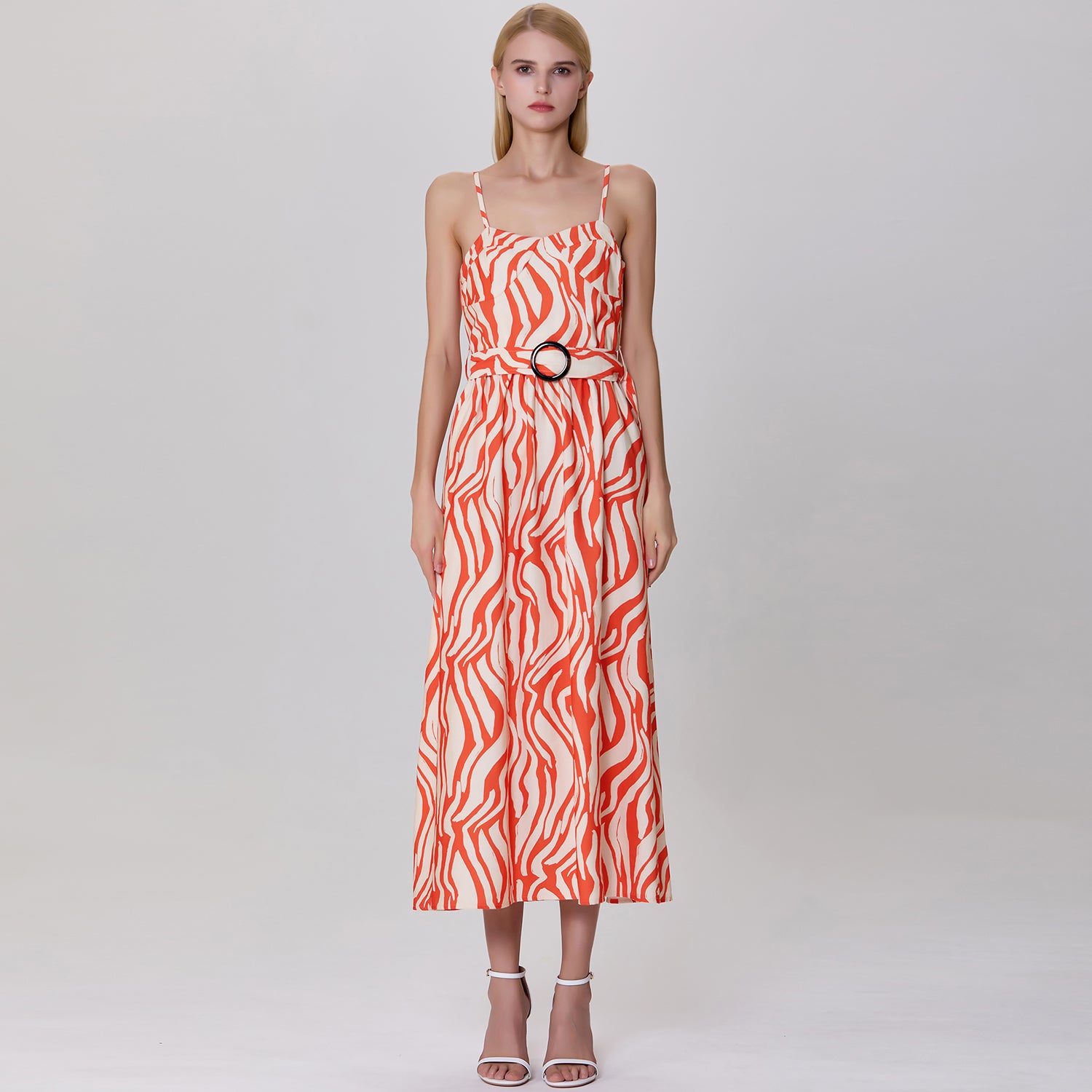 Robe longue bustier à imprimé graphique