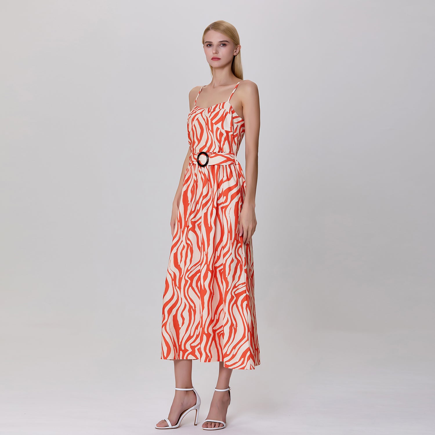 Robe longue bustier à imprimé graphique