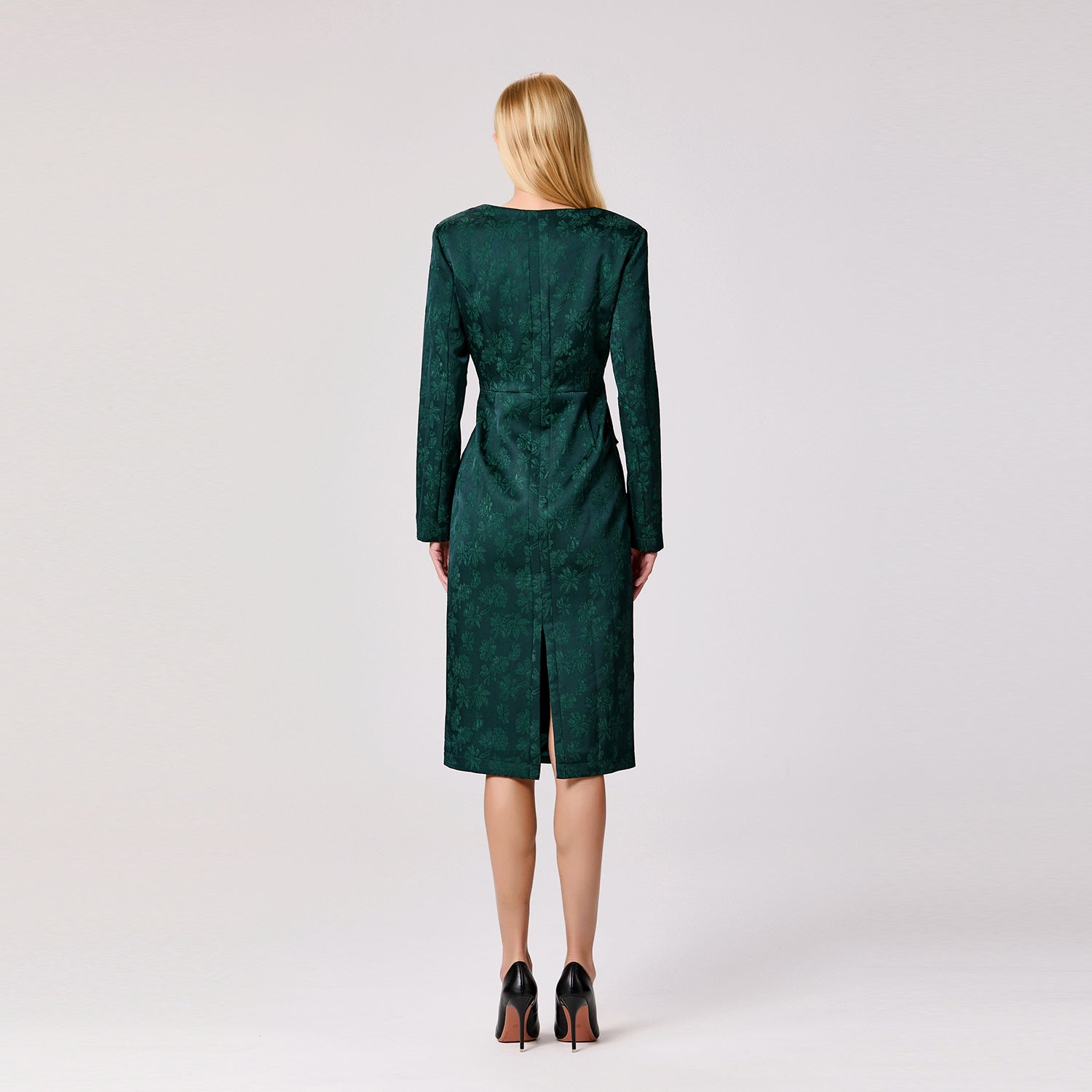 Robe asymétrique ajustée en brocart