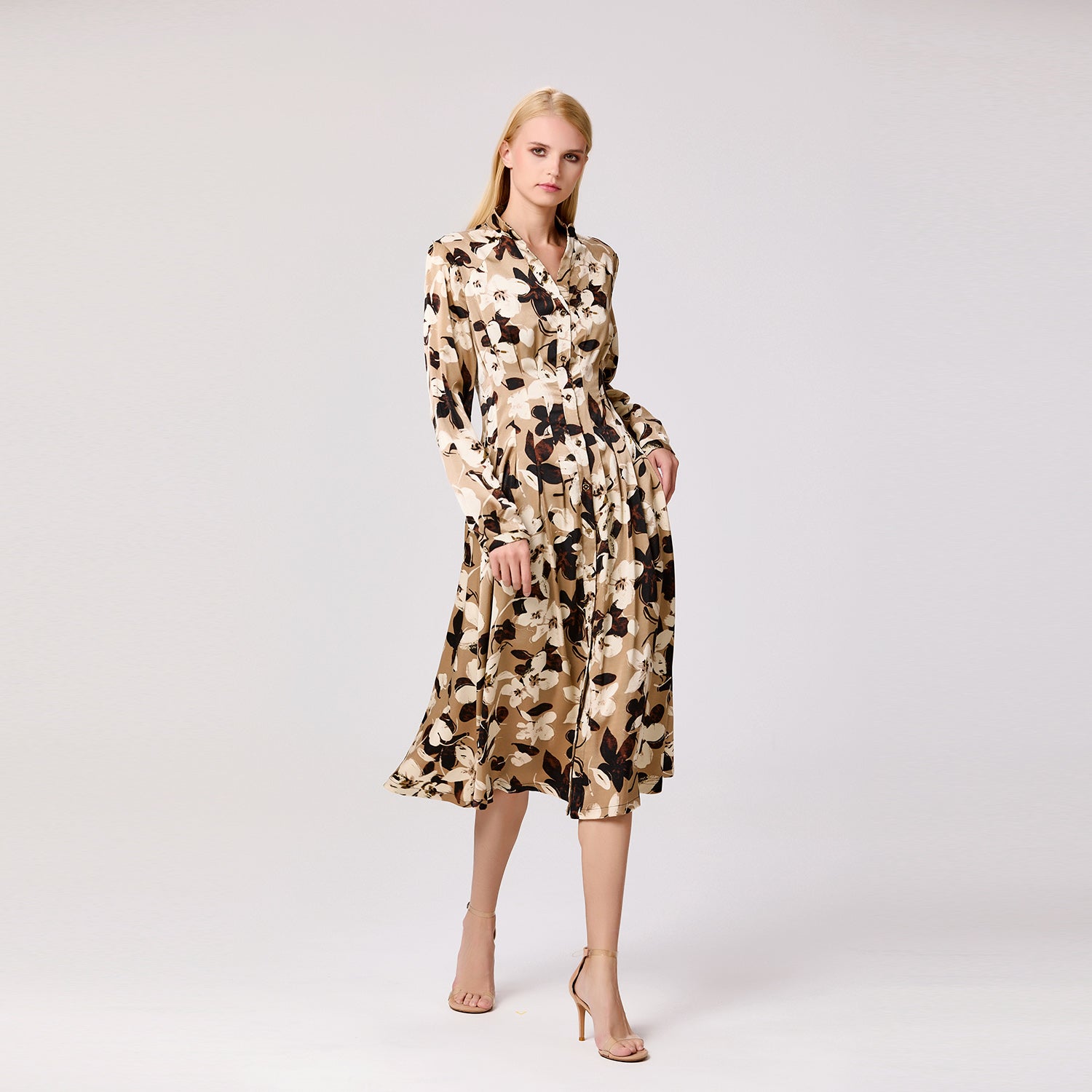 Robe-chemise à imprimé macro fleuri