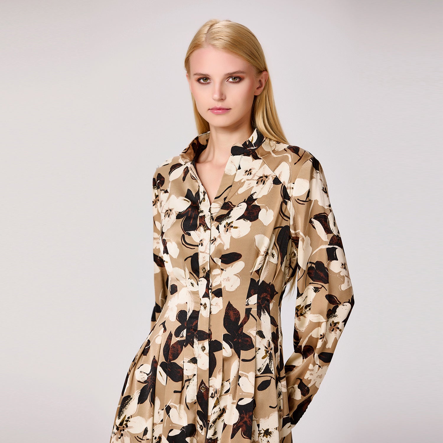 Robe-chemise à imprimé macro fleuri