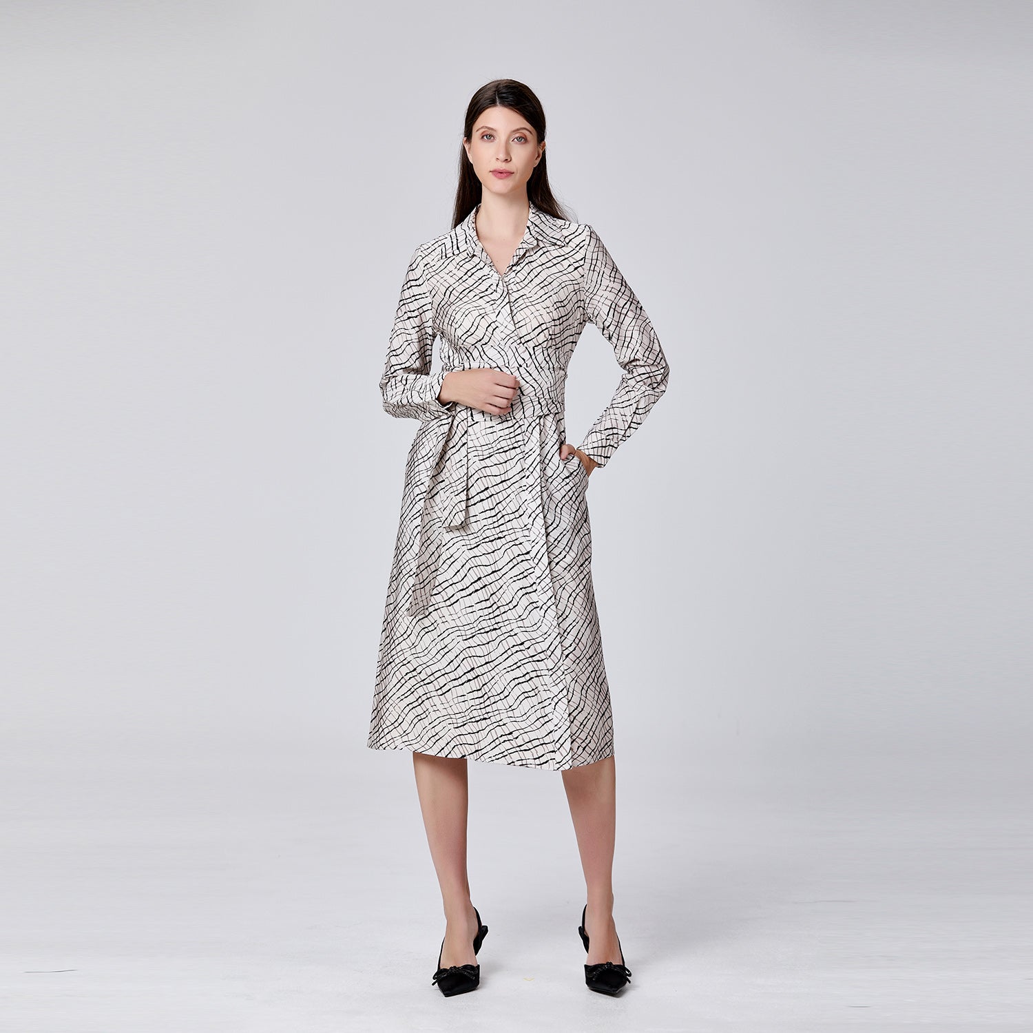 Robe portefeuille imprimée à col italien