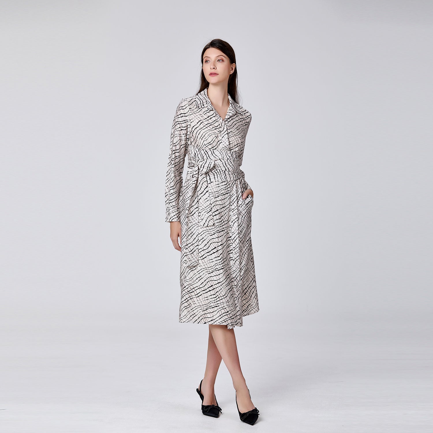 Robe portefeuille imprimée à col italien