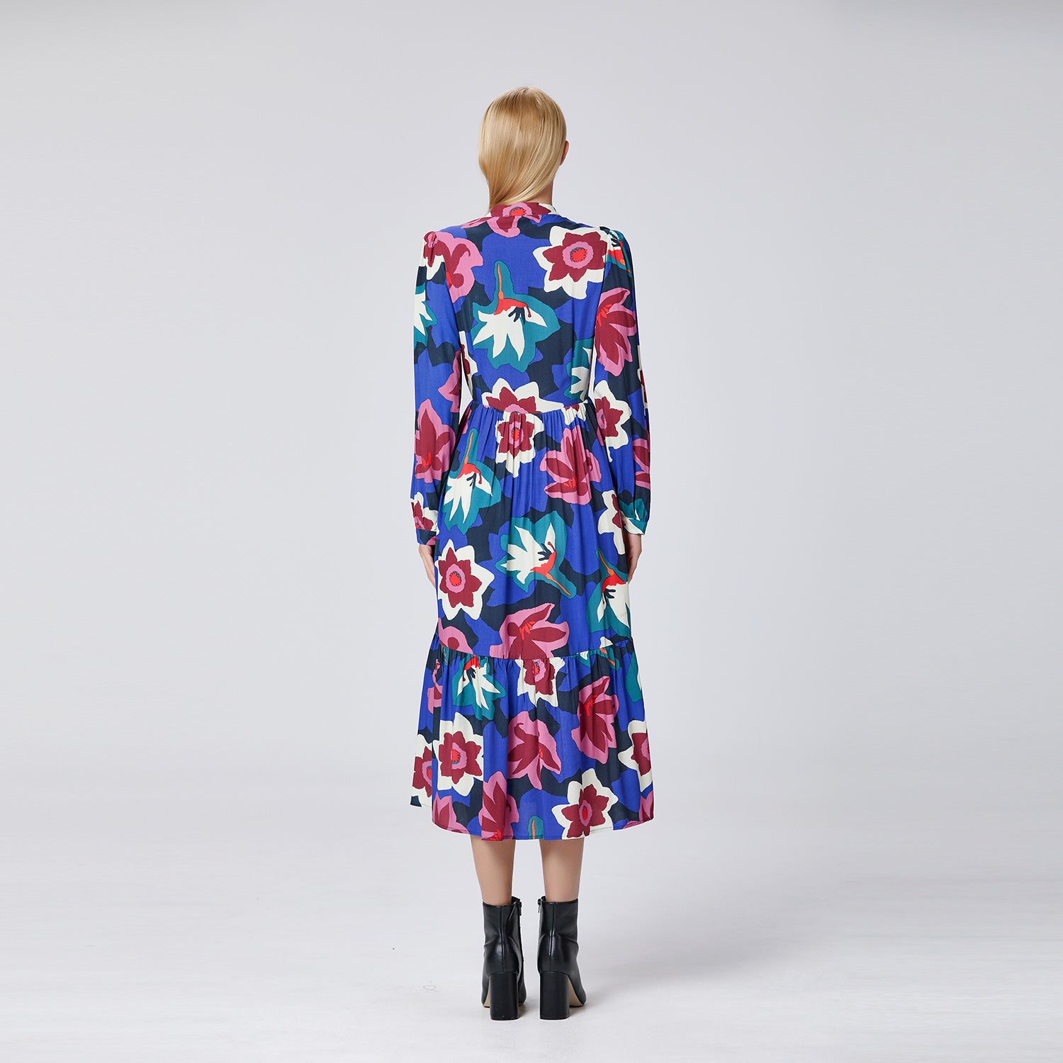 Robe chemise longue avec imprimé floral macro
