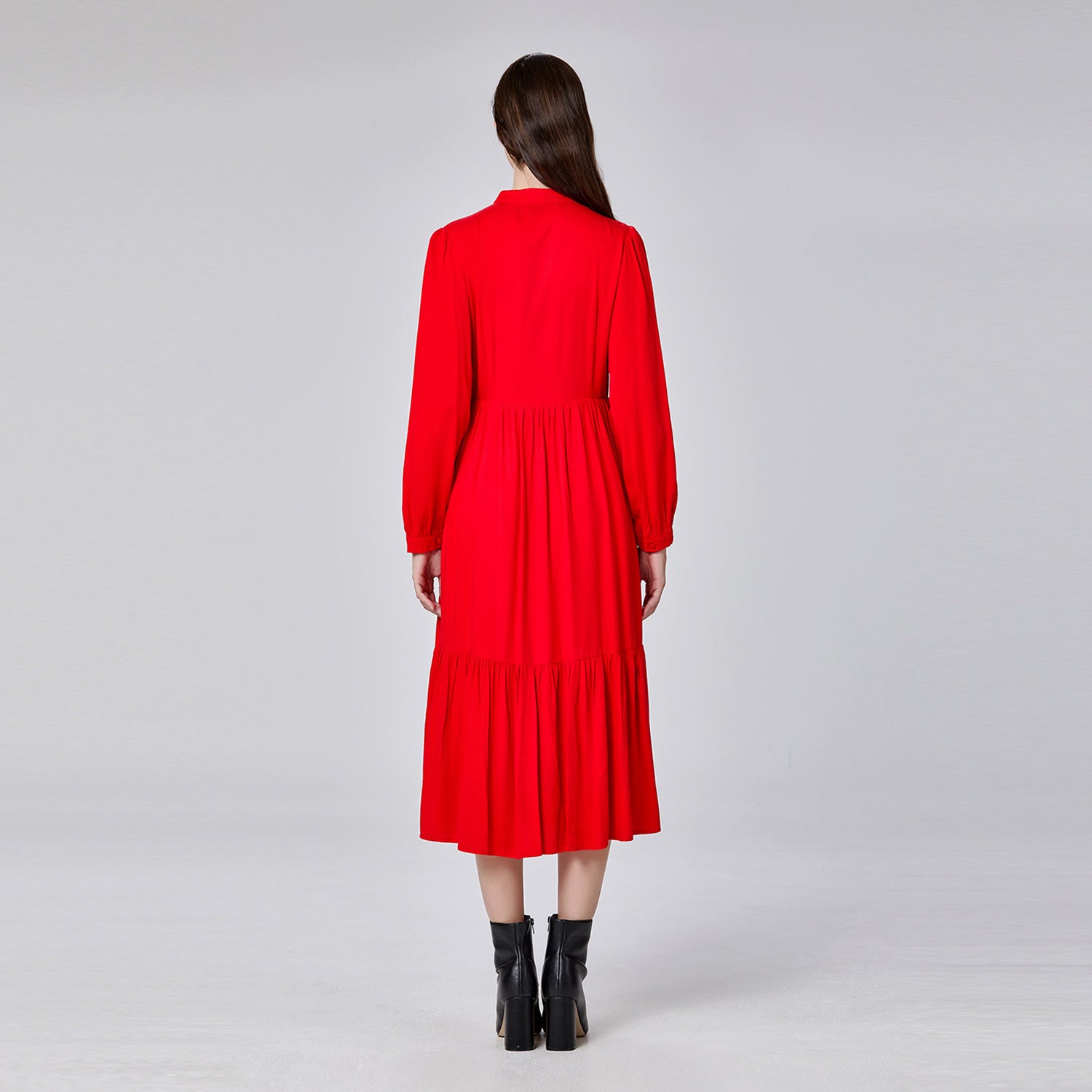 Robe chemise longue à fronces