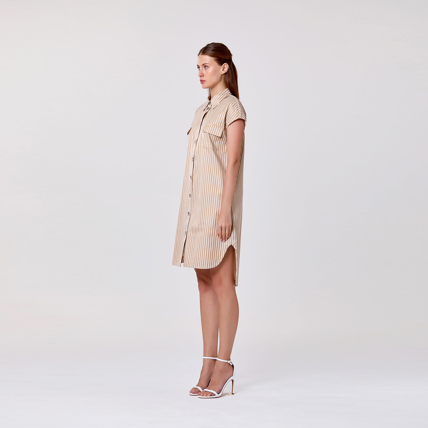 Robe chemise droite à rayures