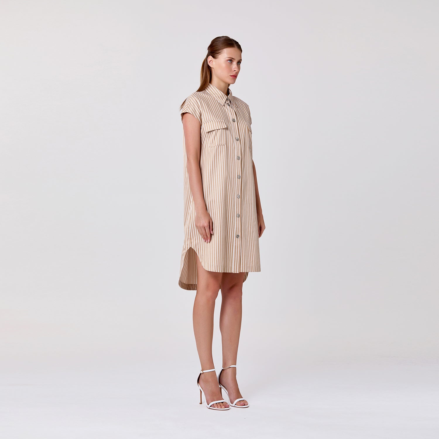 Robe chemise droite à rayures