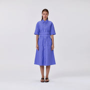 Robe chemise midi en coton à large ceinture