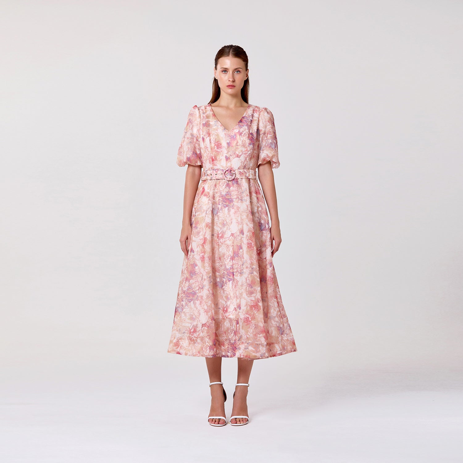 Robe ceinturée en organza