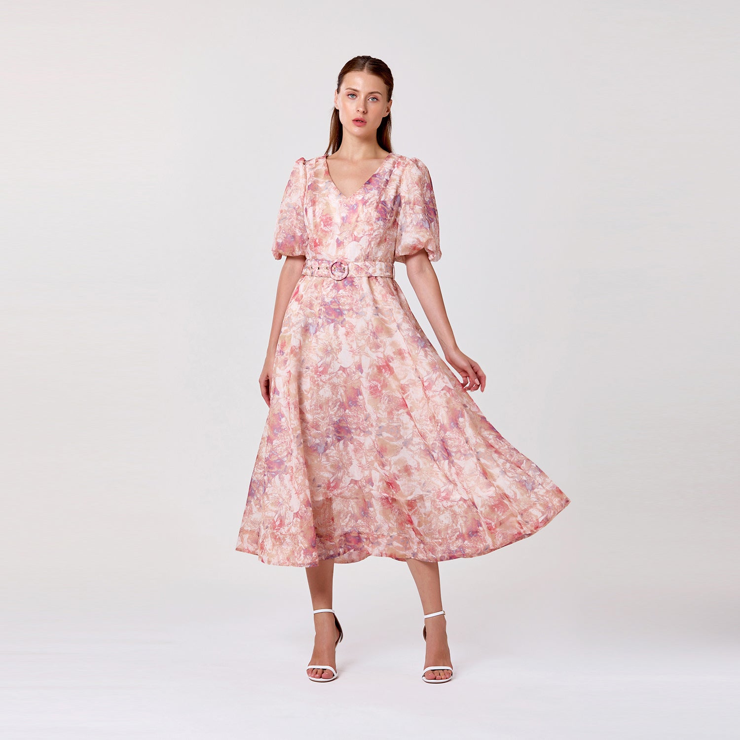 Robe ceinturée en organza