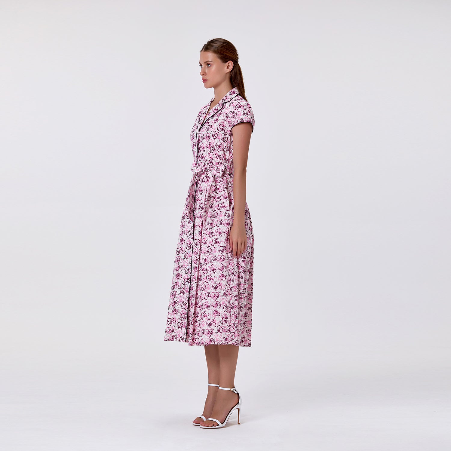 Robe midi en coton boutonnée à motif floral - Smart & Joy