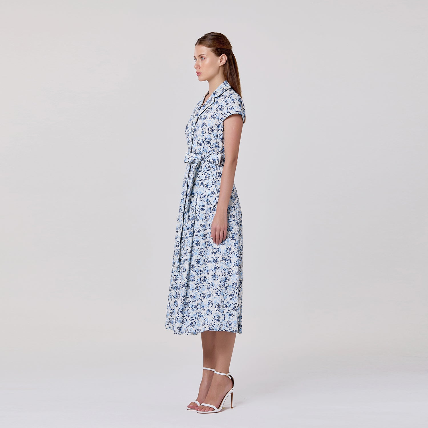 Robe midi en coton boutonnée à motif floral - Smart & Joy