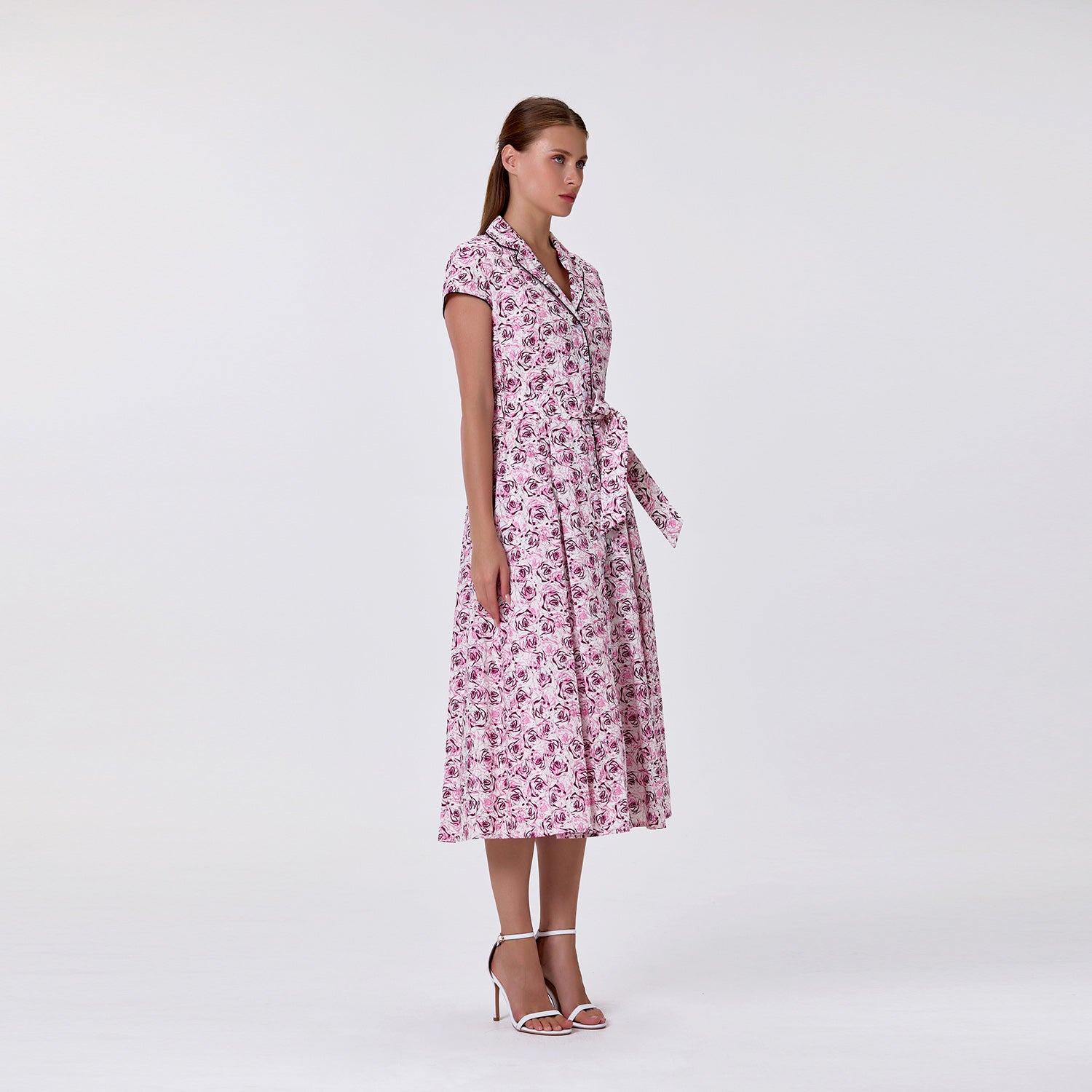 Robe midi en coton boutonnée à motif floral - Smart & Joy