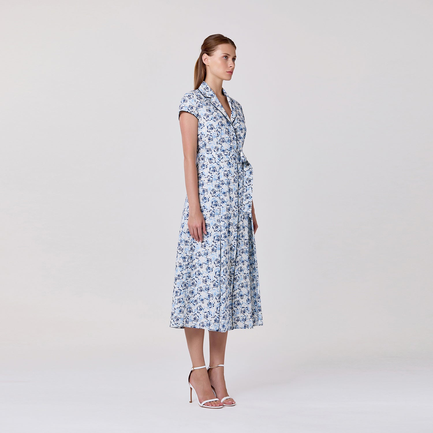 Robe midi en coton boutonnée à motif floral - Smart & Joy