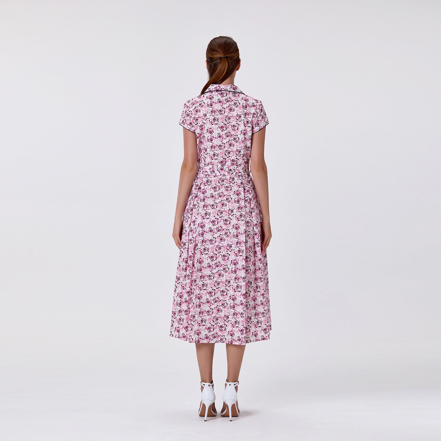 Robe midi en coton boutonnée à motif floral - Smart & Joy