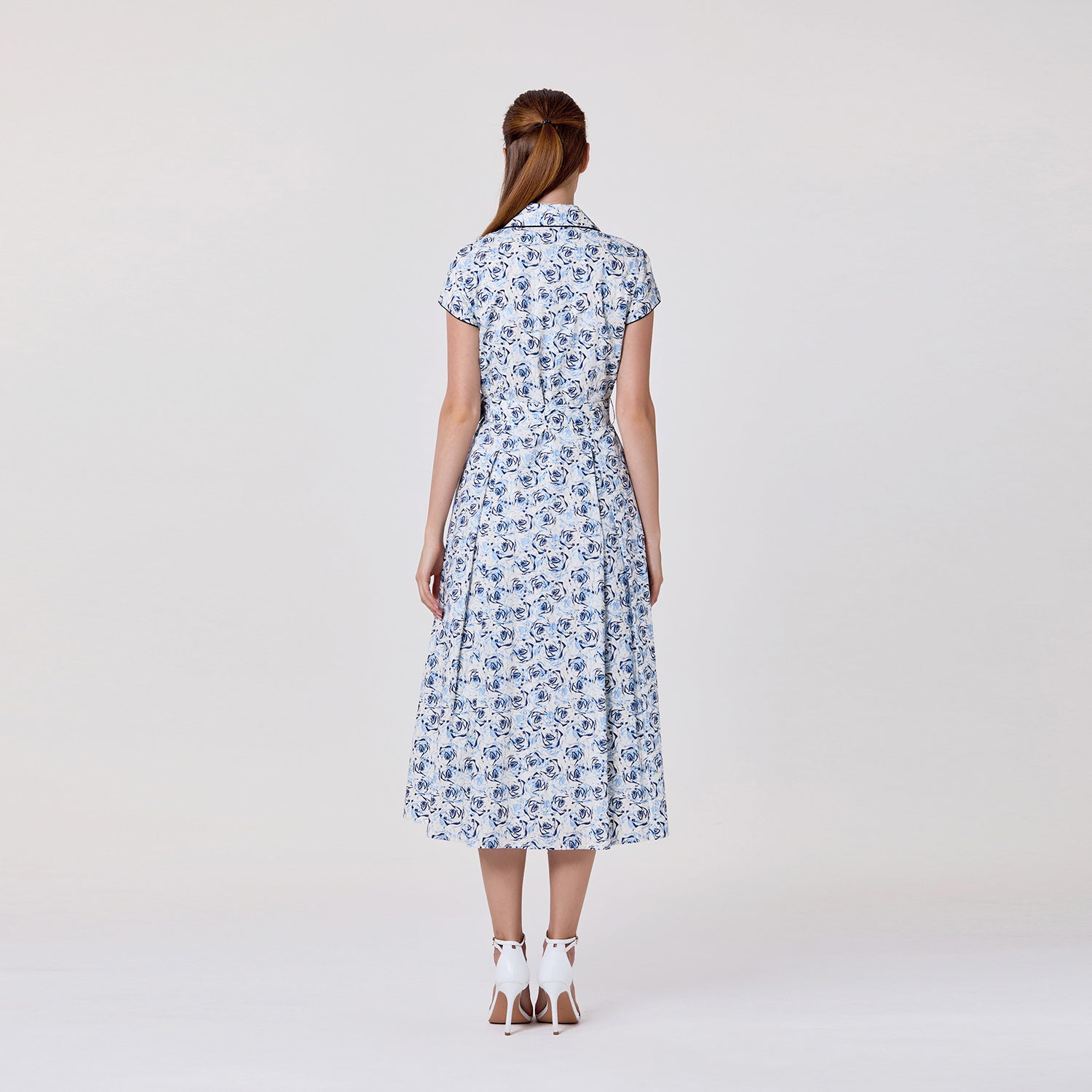 Robe midi en coton boutonnée à motif floral - Smart & Joy