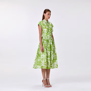 Robe midi imprimée en coton doublée