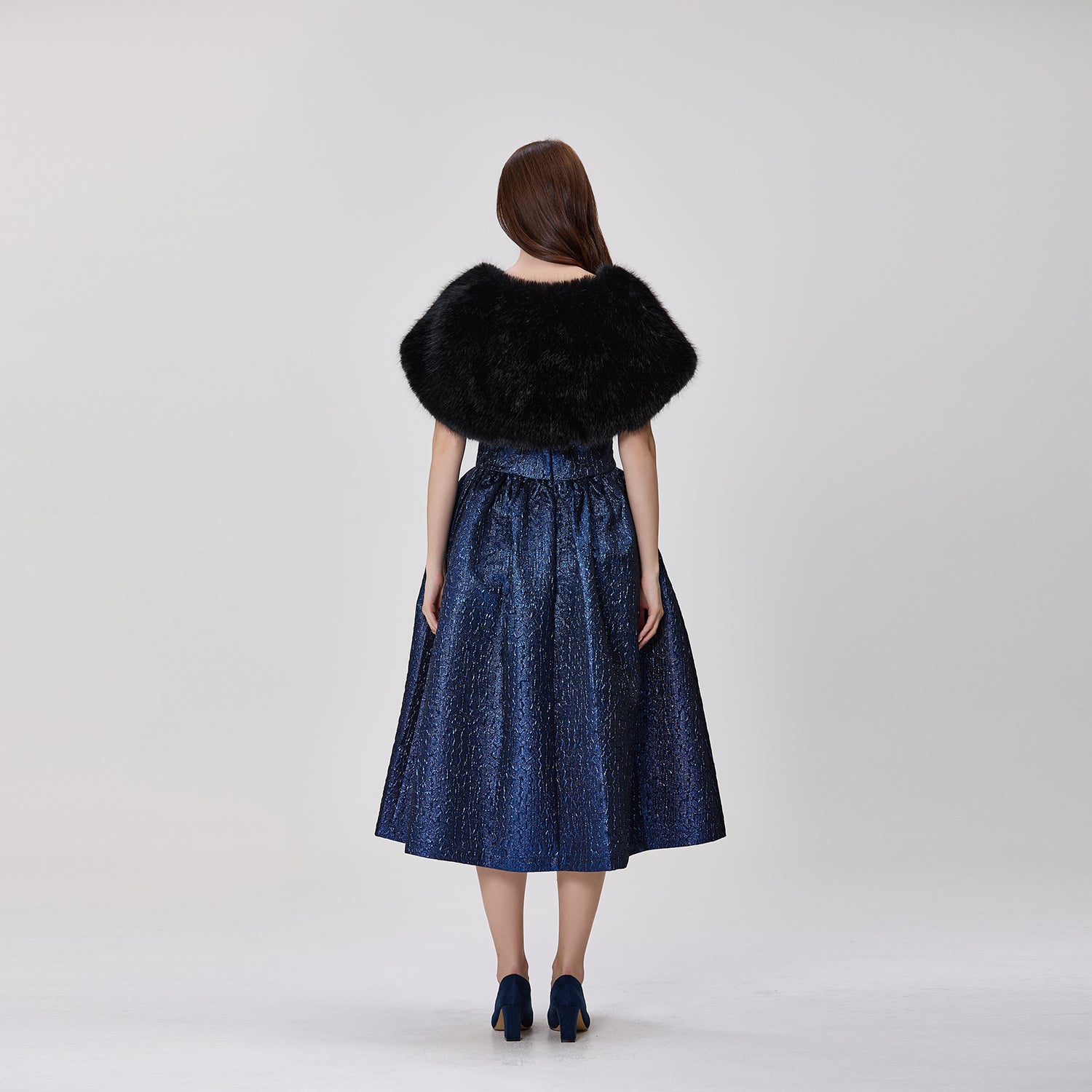 Robe bustier évasée en jacquard métallisé
